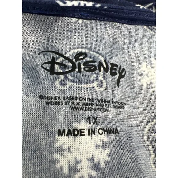 Disney and Friends Pajama Set Size Small Super Soft Velvet Navy Pooh Bear - Picture 6 of 7
